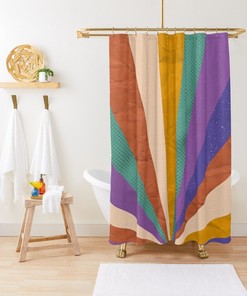 Add A Pop Of Color And Trendiness To Your Bathroom With Our Boho Abstract Shower Curtain