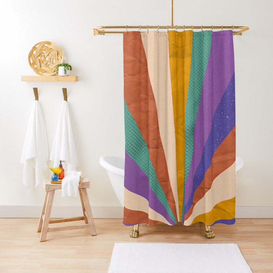 Add A Pop Of Color And Trendiness To Your Bathroom With Our Boho Abstract Shower Curtain