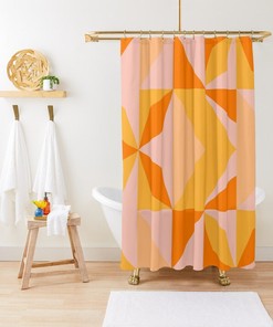 Add A Pop Of Color To Your Bathroom With Our Boho Modern Abstract Orange Shower Curtain