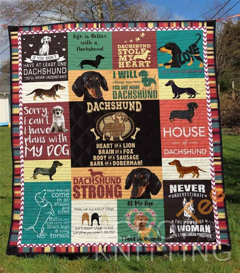 Adorable Dachshund Personalized Quilt Blanket Bedding Set