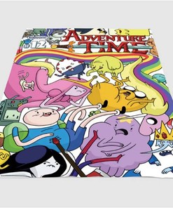 Adventure Time All Character Sherpa Fleece Blanket Gifts for Family, for Couple