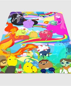 Adventure Time Collage Character Sherpa Fleece Blanket Gifts for Family, for Couple