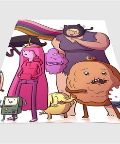 Adventure Time Cute Character Sherpa Fleece Blanket Gifts for Family, for Couple