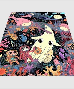 Adventure Time Sea Sherpa Fleece Blanket Gifts for Family, for Couple