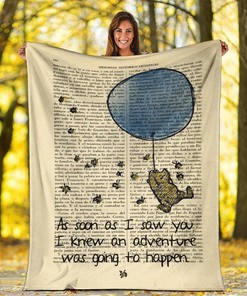 Adventure Time Winnie The Pooh Sherpa Fleece Blanket Gifts for Family, for Couple