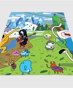 Adventure Time World Sherpa Fleece Blanket Gifts for Family, for Couple