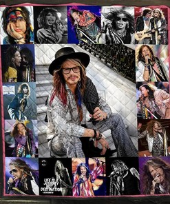 Aerosmith Steven Tyler Inspired Personalized Quilt Blanket Bedding Set with 2 Pillowcases