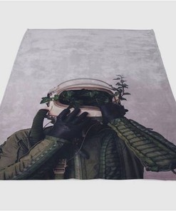 Aesthetic Wallpaper Astronaut Sherpa Fleece Blanket Gifts for Family, for Couple