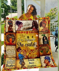 African American Teacher Quilt Blanket Bedding Set
