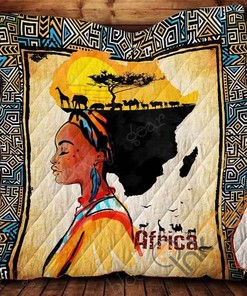 African Girl Quilt Blanket Bedding Set