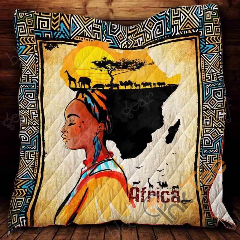 African Girl Quilt Blanket Bedding Set