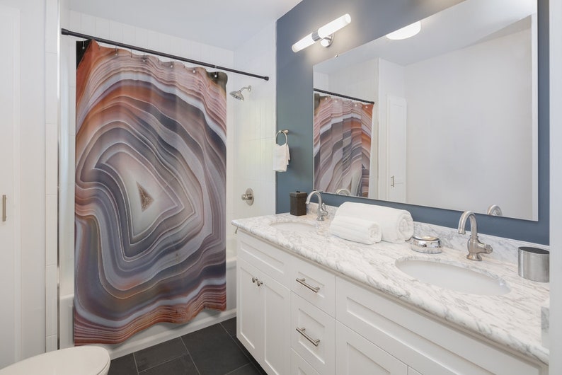 Agate Slice Shower Curtain College Dorm Decor, Bathroom Decor, House Warming Gift - Image 2