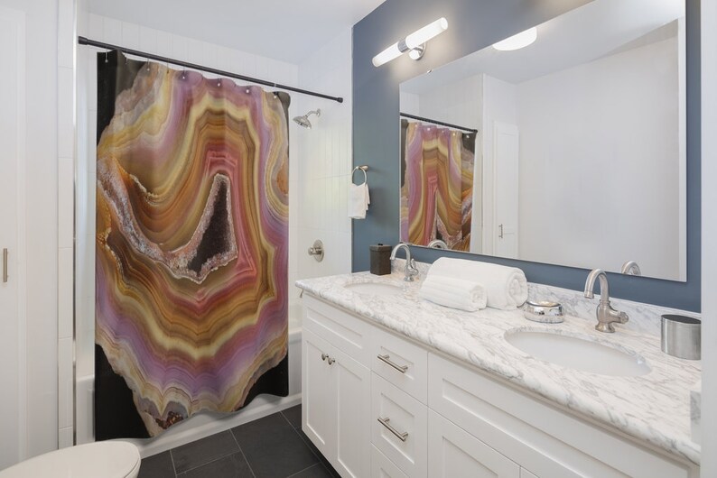 Agate Slice Shower Curtain College Dorm Decor House Warming Gift - Image 2