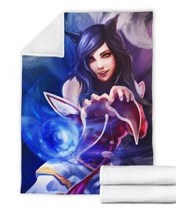 Ahri Lol Gamer Sherpa Fleece Blanket Gifts for Family, for Couple