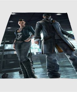 Aiden Watch Dogs Sherpa Fleece Blanket Gifts for Family, for Couple
