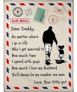 Air Mail Envelop To Daddy You'll Always Be My Number One Man Fleece Blanket For Dad From Daughter Birthday