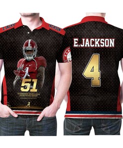 Alabama Crimson Tide Eddie Jackson 4 Wins 51 Great Player Nfl Football Team 3d Designed Allover Gift For Alabama Fans Jackson Lovers Polo Shirt