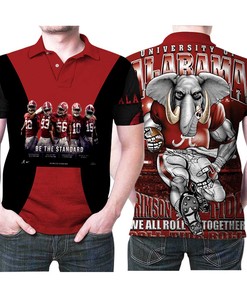 Alabama Crimson Tide Football University We All Roll Together Team Logo 3d Designed Allover Gift For Alabama Fans Polo Shirt