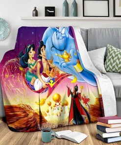 Aladdin Walt Disney Fleece Blanket Gift For Fan, Premium Comfy Sofa Throw Blanket Gift