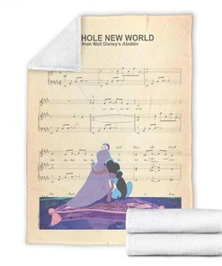 Aladdin and Jasmine Sherpa Fleece Blanket Gifts for Family, for Couple