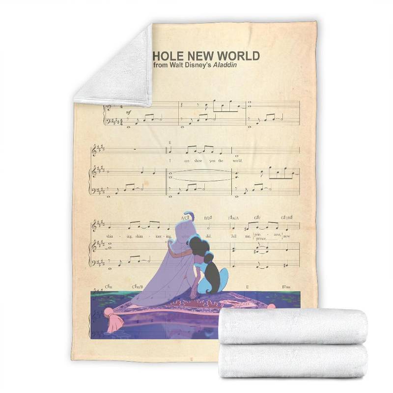 Aladdin and Jasmine Sherpa Fleece Blanket Gifts for Family, for Couple