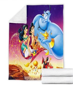 Aladin Funny Cartoon Sherpa Fleece Blanket Gifts for Family, for Couple