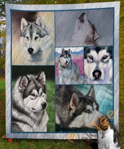 Alaskan Malamute Dog Quilt Blanket Bedding Set