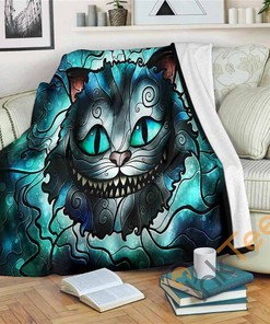 Alice In Wonderland Cat Sherpa Fleece Blanket Gifts for Family, for Couple