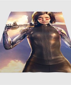 Alita With Weapon Sherpa Fleece Blanket Gifts for Family, for Couple