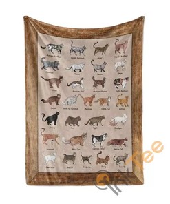 All Cat Breeds Sherpa Fleece Blanket Gifts for Family, for Couple