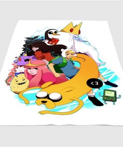 All Character Adventure Time Sherpa Fleece Blanket Gifts for Family, for Couple