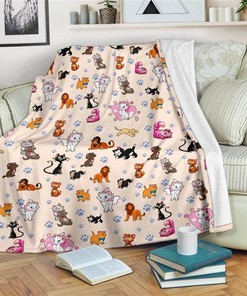 All Disney Cats Disney Inspired Bedroom Livingroom Office Home Decoration Sherpa Blanket Fleece Blanket Funny Gifts