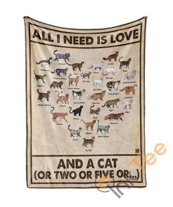 All I Need Is Love And A Cat Or Two Or Five Sherpa Fleece Blanket Gifts for Family, for Couple