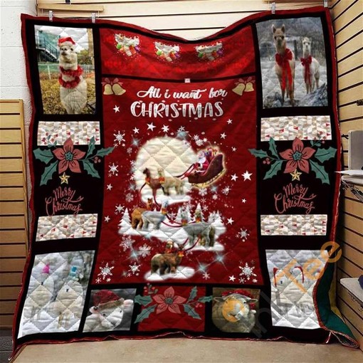 All I Want For Christmas Is Alpacas Quilt Blanket Bedding Set