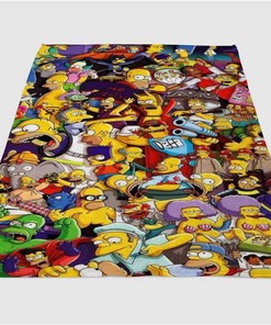All Simpsons Characters Sherpa Fleece Blanket Gifts for Family, for Couple