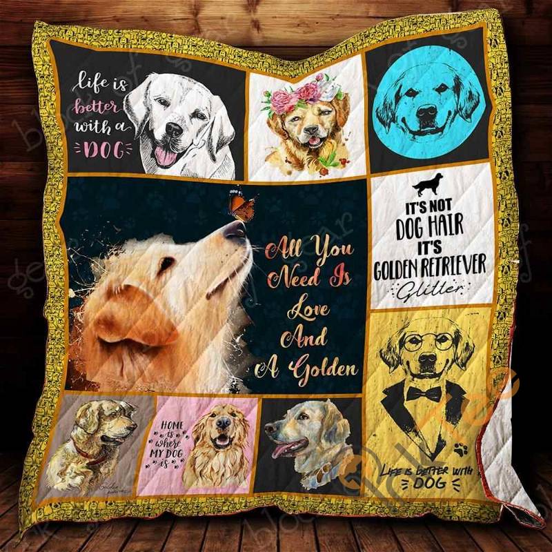 All You Need Is Love And A Golden Quilt Blanket Bedding Set