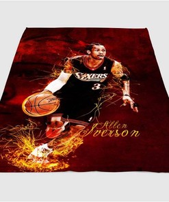 Allen Iverson Sixers Sherpa Fleece Blanket Gifts for Family, for Couple