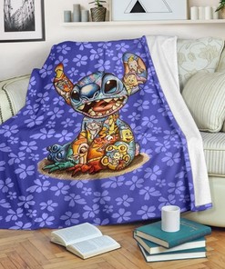 Aloha Stitch Disney Fleece Blanket Gift For Fan, Quilt Blanket Bedding Set Gift79