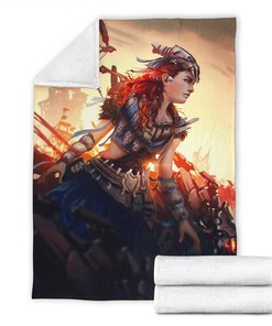 Aloy Horizon Zero Dawn Gamer Sherpa Fleece Blanket Gifts for Family, for Couple