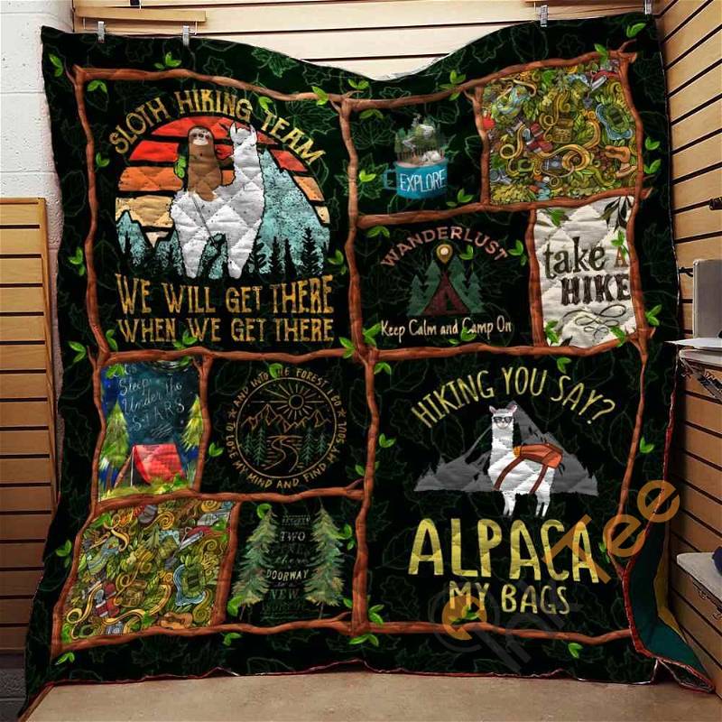 Alpaca Sloth Hiking Team Quilt Blanket Bedding Set for Relaxation