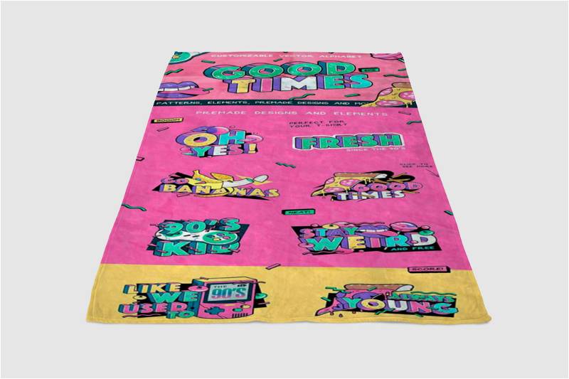Alphabet Graphic Sherpa Fleece Blanket Gifts for Family, for Couple