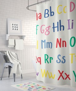 Alphabet Shower Curtain, Back To School Bath Curtain, Kids Bathroom Decor
