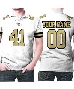 Alvin Kamara 41 New Orleans Saints Football Team Logo Personalized Name Gift For New Orleans Saints Fans Alvin Kamara Lovers Polo Shirt