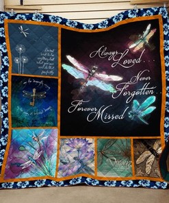 Always Loved Ne Forgotten Fore Missed Dragonfly Quilt Blanket Bedding Set