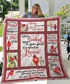Always On My Mind Fore In My Heart Cardinal Quilt Blanket Bedding Set