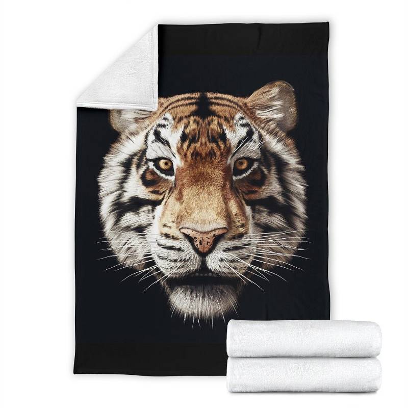 Amazing Tiger Face Sherpa Fleece Blanket Gifts for Family, for Couple