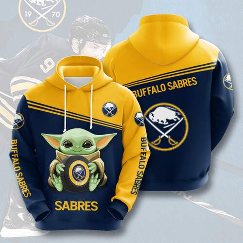 Amazon Sports Team Baby Yoda Buffalo Sabres Hoodie 3D