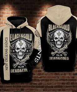 Amazon Sports Team Nfl New Orleans Saints Black & Gold Til I'm Dead Cold Hoodie 3D