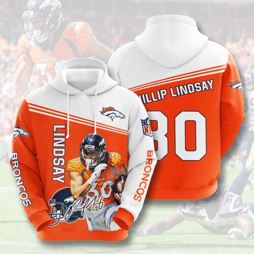 Amazon Sports Team Phillip Lindsay Denver Broncos Hoodie 3D