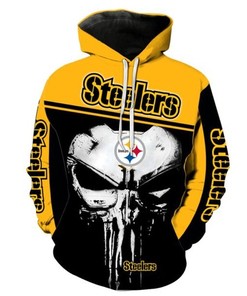 Amazon Sports Team Pittsburgh Steelers Punisher Skull Hoodie 3D